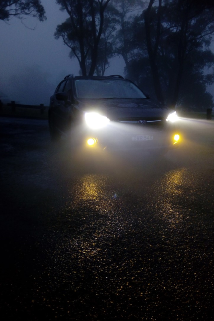 Car defogger light in rain image